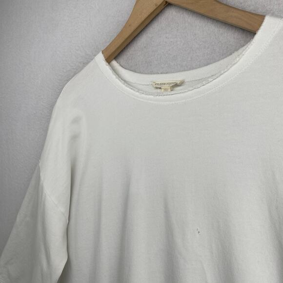 EILEEN FISHER Dress M Organic Cotton Terry Shift Tunic 3/4 Sleeve White - Picture 2 of 16